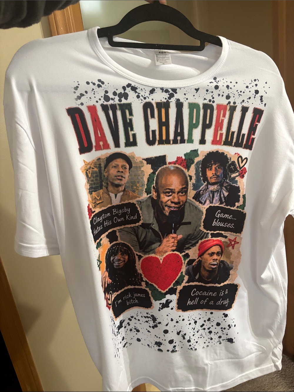 Dave Chappelle Graphic Tee - White with Multicolor Print